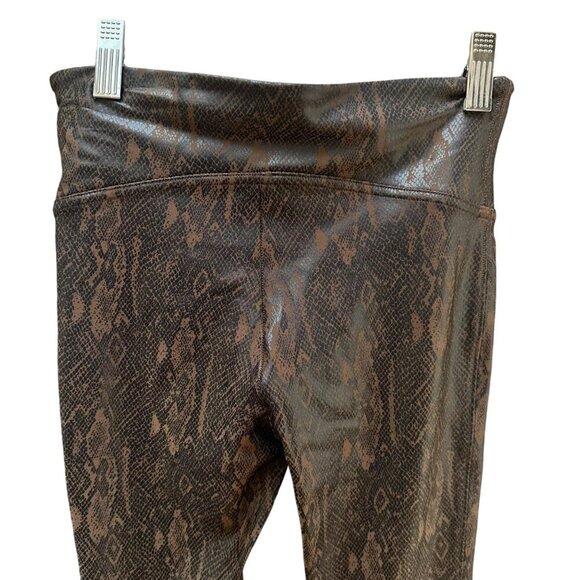 Spanx Faux Leather Snakeskin Print Leggings Compression Booty Lift High Waist SM - Picture 5 of 7